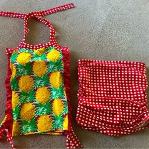 LIMERICKI Red and White with Pineapples 2 Piece Bathing Suit.